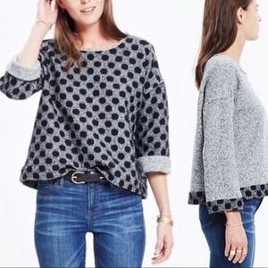 Madewell Grey Black Polkadot Reversible Sweater